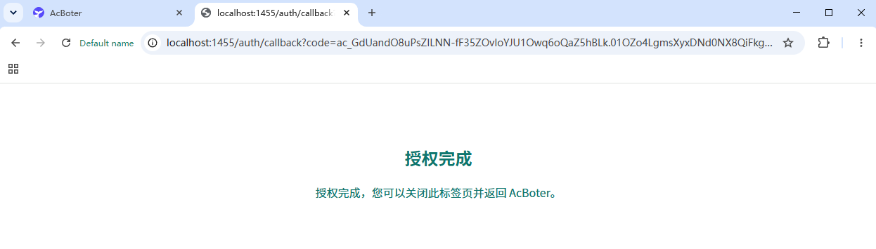 Return to AcBoter after authorization